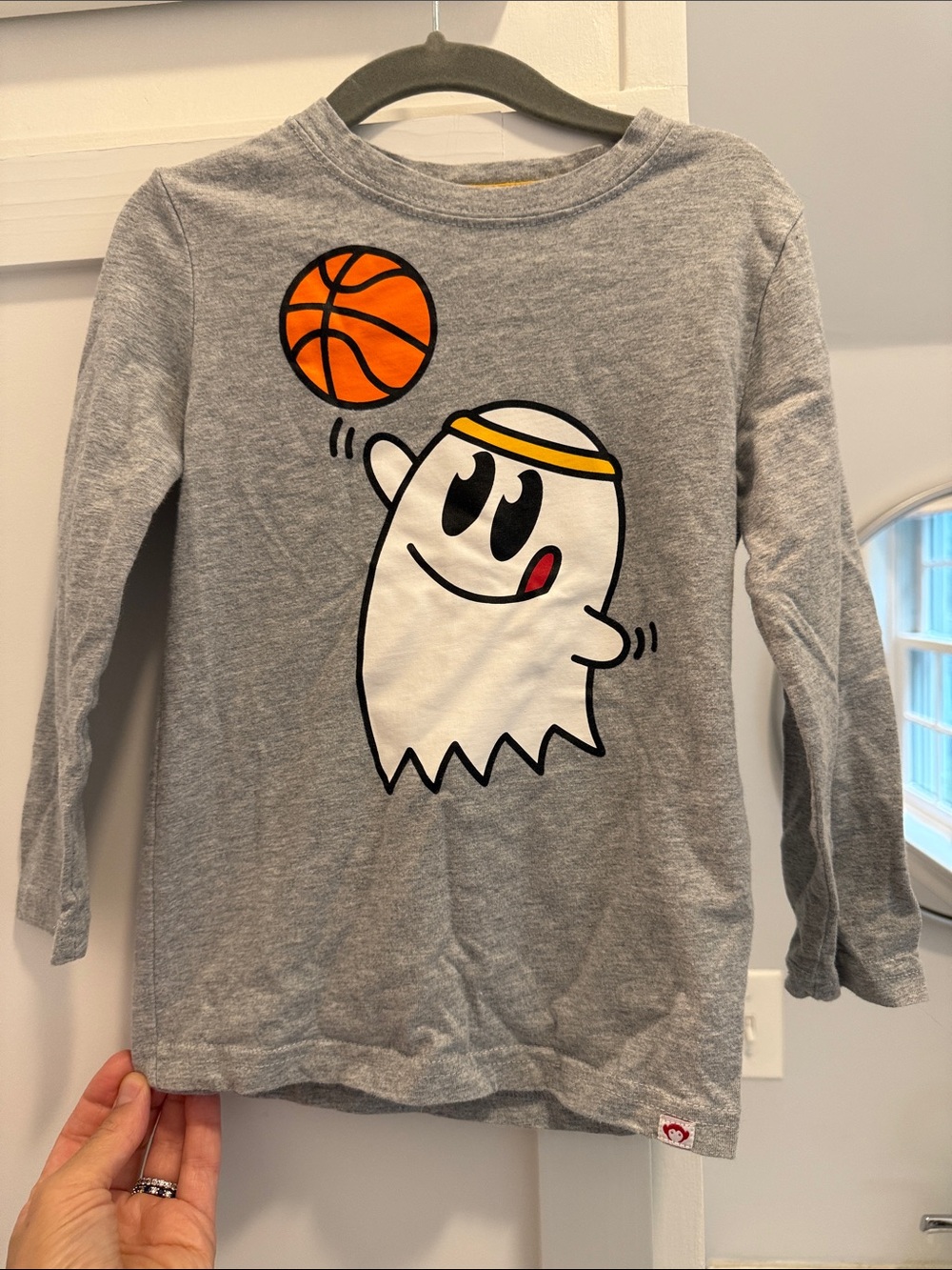 Appaman Grey Long-Sleeve Tee with Ghost & Orange Basketball